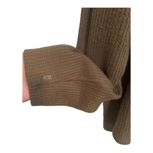 ATM Anthony Thomas Melillo Waffle Knit Long Sleeve Crew sweater in sable - Picture 9 of 13